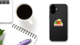 Guacamole Cartoon Logo Avocado Sticker on a Phone (New) example