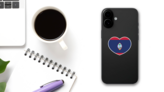 Guam Flag In A Heart Sticker on a Phone (New) example