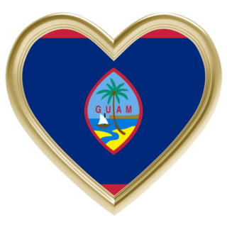 Guam Flag In Golden Heart Sticker