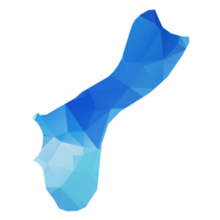 Guam Map In Geometric Polygonal Style Blue Sticker