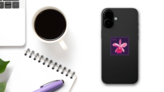 Guaria Morada Flower Sticker on a Phone (New) example