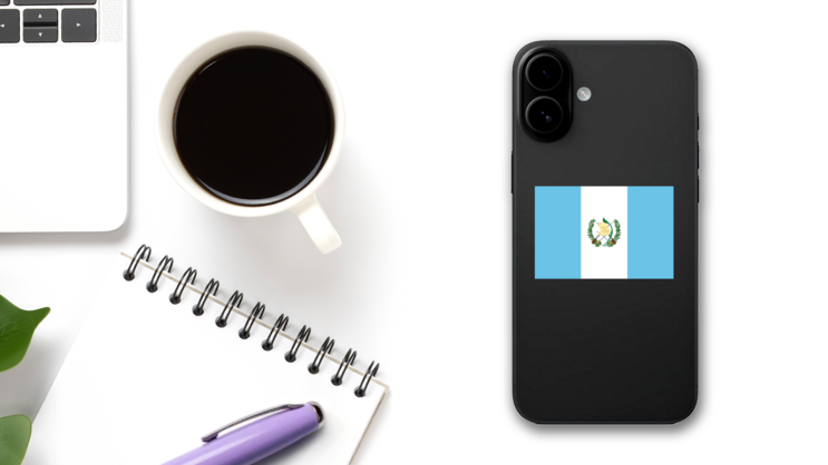 Guatemala Country Flag Sticker on a Phone (New) example
