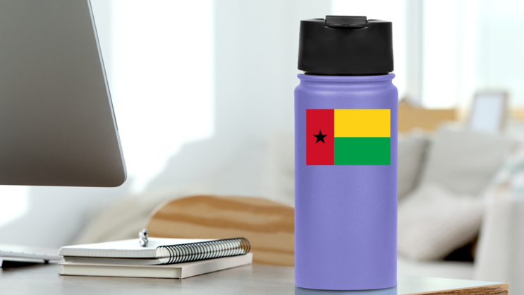 Guinea-Bissau Flag Sticker on a Water Bottle (New) example