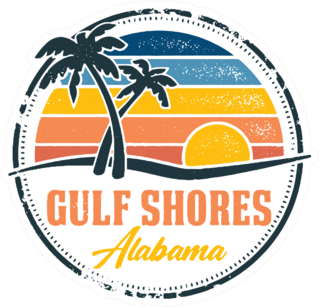Gulf Shores Alabama Vintage Beach Design Sticker