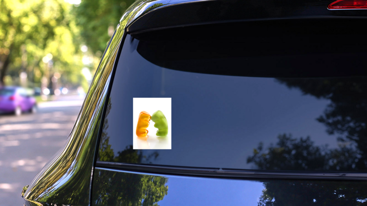 Gummy Bear Kiss Sticker on a Rear Car Window (New) example