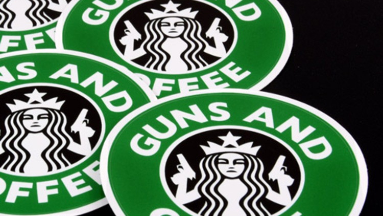 Guns and Coffee Custom Circle Stickers