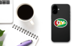 Guyana Gy Flag Oval Sticker on a Phone (New) example