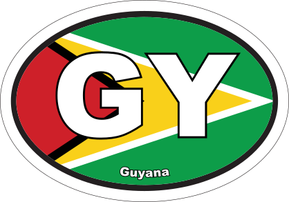 Guyana Gy Flag Oval Sticker