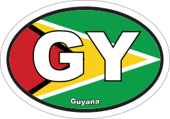 Guyana Gy Flag Oval Sticker