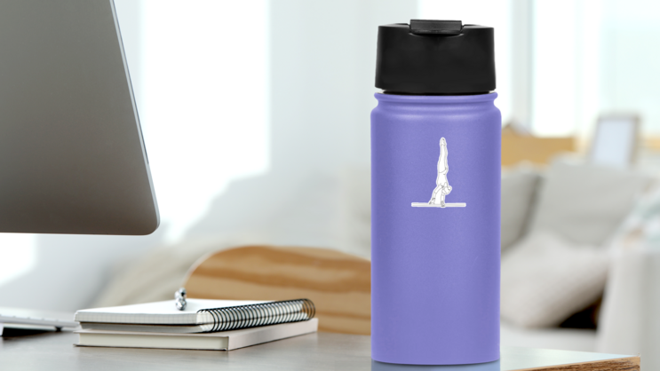 Gymnast Line Drawing Sticker on a Water Bottle (New) example