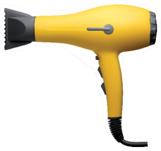 Hair Dryer Isolated On White Sticker