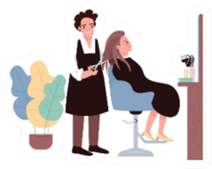 Hairdressing Characters Illustration Sticker