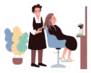 Hairdressing Characters Illustration Sticker