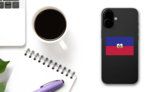 Haiti Country Flag Sticker on a Phone (New) example