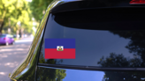 Haiti Country Flag Sticker on a Rear Car Window (New) example