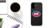 Haiti Ht Flag Oval Sticker on a Phone (New) example
