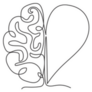 Half Human Brain And Love Heart Shape Drawing Sticker