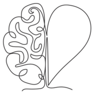 Half Human Brain And Love Heart Shape Drawing Sticker