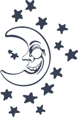 Half Moon Smiling Surrounded By Stars Sticker