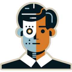 Half Robot Man Portrait Sticker