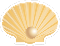 Half Shell and Pearl Sticker