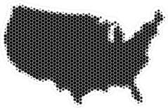 Halftone Circle USA Map Sticker