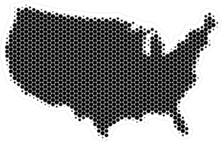 Halftone Circle USA Map Sticker