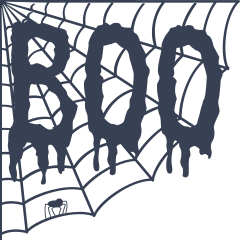 Halloween Boo With Spider Web Sticker