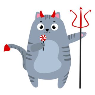 Halloween Cat A Devil Costume Sticker