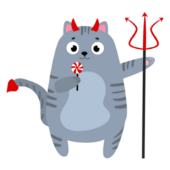 Halloween Cat A Devil Costume Sticker
