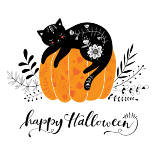 Halloween Cat and Pumpkin Sticker