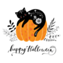 Halloween Cat and Pumpkin Sticker