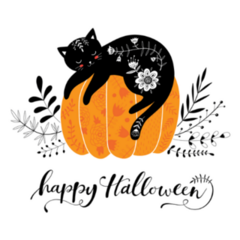 Halloween Cat and Pumpkin Sticker