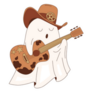 Halloween Cute Cowboy Ghost Country Music Singer Sticker