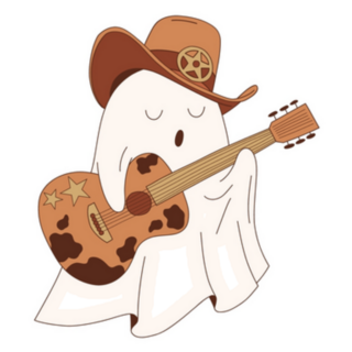 Halloween Cute Cowboy Ghost Country Music Singer Sticker