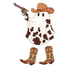 Halloween Cute Cowboy Ghost With Gun & Boots Sticker