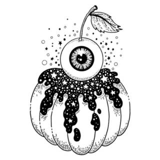 Halloween Food. Eyeball Cupcake Illustration Sticker