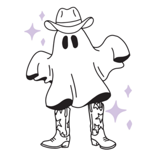 Halloween Ghost In Cowboy Boots Spooky Sticker