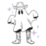 Halloween Ghost In Cowboy Boots Spooky Sticker
