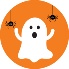 Halloween Ghost With Black Spiders Sticker 