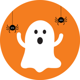 Halloween Ghost With Black Spiders Sticker 