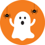 Halloween Ghost With Black Spiders Sticker 