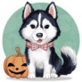Halloween Husky Sticker