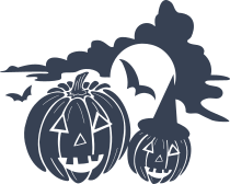 Halloween Pumpkins JackO Lanterns With Moon Sticker