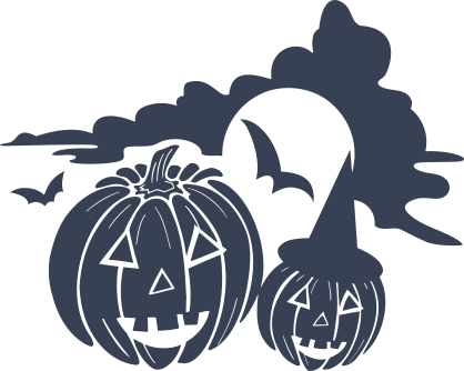Halloween Pumpkins JackO Lanterns With Moon Sticker