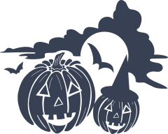 Halloween Pumpkins JackO Lanterns With Moon Sticker