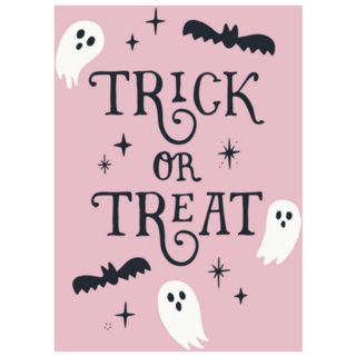 Halloween Trick Or Treat Illustration On Pink Sticker