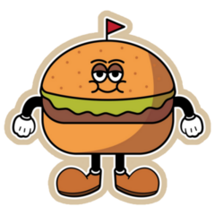 Hamburger Mascot Illustration Sticker