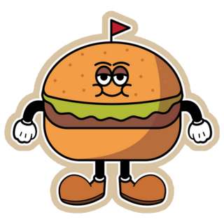 Hamburger Mascot Illustration Sticker