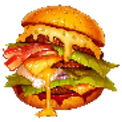 Hamburger Pixel Art With Melted Cheese Sticker
